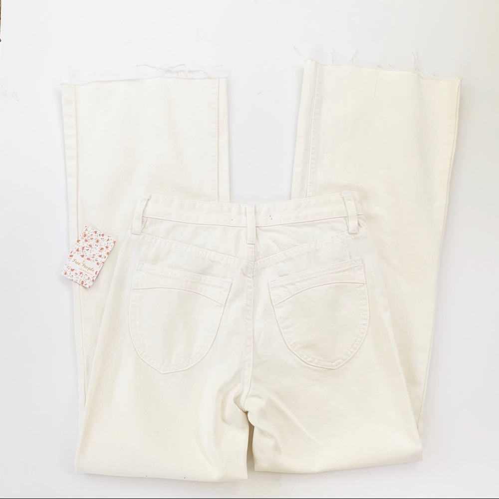 Free People High Rise Straight Flare White Jeans - Picture 8 of 10